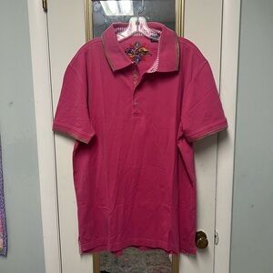 Robert Graham Pink Polo with Embroidered Collar
